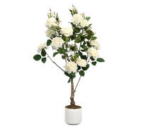GarveeLife Árbol de Rosas Artificiales, Rosa/Blanco, decoración para Interior y Exterior, 75/80/90/105/120/150 cm de Alto, árbol Artificial con Tronco de Madera Natural y Flores realistas para el
