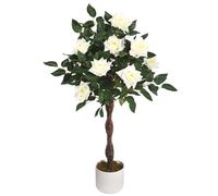 GarveeLife Árbol de Rosas Artificiales, Rosa/Blanco, decoración para Interior y Exterior, 75/80/90/105/120/150 cm de Alto, árbol Artificial con Tronco de Madera Natural y Flores realistas para el