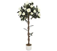 GarveeLife Árbol de Rosas Artificiales, Rosa/Blanco, decoración para Interior y Exterior, 75/80/90/105/120/150 cm de Alto, árbol Artificial con Tronco de Madera Natural y Flores realistas para el