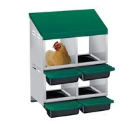 GarveeLife Caja de anidación de Pollo Plegable - 4 Compartimentos de Acero galvanizado de Doble Capa con Bandeja extraíble para Huevos, Techo ventilado Impermeable, fácil de Usar en Pared o Suelo
