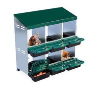 GarveeLife Caja nido de pollo de metal de 6 compartimentos, diseño enrollable con tapa, fácil colección de huevos, montaje en pared, lavable, ventilado, para gallineros, verde (verde sin patas de