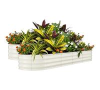 GarveeLife Camas de Cultivo elevadas de Acero galvanizado - Resistentes al óxido, rectangulares y seguras - para huertos urbanos y Flores - Set de 2 - Beige con Tiras Protectoras Anti-Corte,