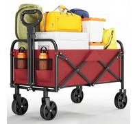 GarveeLife Carro De Mano Plegable con Ruedas - Capacidad Máxima De Carga 100 kg - Impermeable y Resistente Al Desgaste - Apto para Todo Tipo De Terrenos - Imprescindible para Camping,Rojo