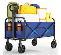 GarveeLife Carro De Mano Plegable con Ruedas - Capacidad Máxima De Carga 100 kg - Impermeable y Resistente Al Desgaste - Apto para Todo Tipo De Terrenos - Imprescindible para Camping,Azul