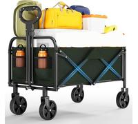 GarveeLife Carro De Mano Plegable con Ruedas - Capacidad Máxima De Carga 100 kg - Impermeable y Resistente Al Desgaste - Apto para Todo Tipo De Terrenos - Imprescindible para Camping,Green