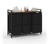GarveeLife Cesto para la colada con 3 compartimentos, bolsa de lavandería de 145,5 l con estante y tela Oxford extraíble, marco de metal estable, para lavandería, baño, dormitorio