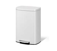GarveeLife - Cubo de basura para cocina, 50 litros, con pedal de acero inoxidable con tapa, cubos interiores extraíbles, cierre suave, para cuarto de baño, sala de estar, oficina, blanco