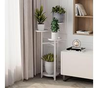 GarveeLife Estantería para plantas de metal resistente de varios niveles, ahorra espacio, con patas antideslizantes, moderno para salón, balcón, oficina, interior, color blanco, 80 cm de alto
