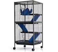 GarveeLife Jaula Espaciosa para Pequeños Animales - Con Rampa Desmontable, Escalera y Casita - Segura y Cómoda - Ideal para Hámsters, Cobayas, Conejos, Hurones y Chinchillas - Incluye Parque de Juegos