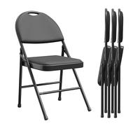 GarveeLife - Juego de 4 sillas Plegables, sillas Plegables para Comedor, Silla Plegable cómoda, Silla Plegable Acolchada, sillas Plegables para Cocina, Oficina, Exterior, jardín, Negro