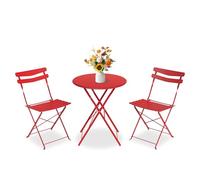 GarveeLife Juego de Bistró 3 Piezas Plegable Mesa y 2 Sillas Metal Rojo Sin Montaje