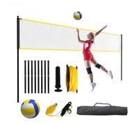 GarveeLife Juego de Red de Voleibol, Red de bádminton de 975 cm, Dispositivo de Entrenamiento de Voleibol con Bomba de Voleibol, Bolsa de Transporte