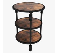 GarveeLife Mesa auxiliar lateral columna romana hierro y MDF roble oscuro