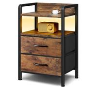 GarveeLife Mesita de Noche Auxiliar con cajón, cómoda con 2 cajones de Tela, Armario de Almacenamiento para Dormitorio, Pasillo, salón, 39,5 x 29 x 62,5 cm