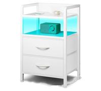 GarveeLife Mesita de Noche Auxiliar con cajón, cómoda con 2 cajones de Tela, Armario de Almacenamiento para Dormitorio, Pasillo, salón, 39,5 x 29 x 62,5 cm