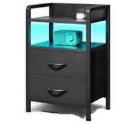 GarveeLife Mesita de Noche Auxiliar con cajón, cómoda con 2 cajones de Tela, Armario de Almacenamiento para Dormitorio, Pasillo, salón, 39,5 x 29 x 62,5 cm
