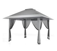GarveeLife - Mosquitera (4 x 4 m, 1 Unidad) | Techo doble ventilado, anti-UV, impermeable, altura ajustable, 4 bolsas de arena, resistente, caqui/café