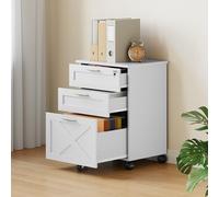 GarveeLife - Mueble con Carpetas (3 cajones) con Cerradura, Mueble con Carpetas móvil para Colocar Debajo del Escritorio para la Oficina en casa, Almacenamiento de Madera para Documentos con Formato