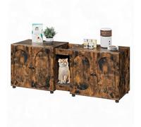 GarveeLife Mueble de Arena para Gatos con Entrada Lateral - Bandeja de Arena para Gatos con Marco de Metal, 2 estantes y Espacio de Almacenamiento, 95 cm, Color Negro
