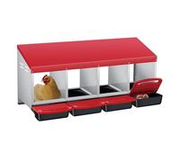 GarveeLife Nido de pollo plegable - 4 compartimentos de acero galvanizado con colección de huevos extraíbles, techo ventilado impermeable, fácil de limpiar, montado en la pared o uso en el suelo, rojo