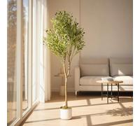 GarveeLife Olivo Artificial de 120 cm, 130 cm, 150 cm, 160 cm, Planta Artificial Grande en Maceta, decoración mediterránea para jardín, Sala de Estar y Oficina