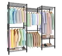 GarveeLife Perchero abierto hasta 650 kg barra de ropa independiente Armario estable con estantes ajustables en altura Percha para dormitorio y pasillo 180 x 40 x 194.2 cm