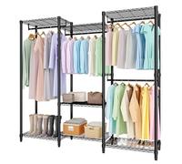 GarveeLife Perchero abierto hasta 740 kg barra de ropa independiente Armario estable con estantes ajustables en altura Percha para dormitorio y pasillo 180 x 40 x 194.2 cm