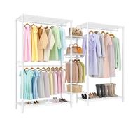 GarveeLife Perchero abierto hasta 740 kg barra de ropa independiente Armario estable con estantes ajustables en altura Percha para dormitorio y pasillo 225 x 45 x 180 cm