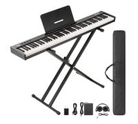 GarveeLife Piano de teclado de 88 teclas, piano eléctrico de tamaño completo para principiantes, piano eléctrico portátil con soporte, auriculares, pedal de sostenimiento, bolso, Bluetooth, USB MIDI