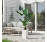 GarveeLife Planta Artificial de 147 cm, Planta Artificial en Maceta con Maceta Blanca, Planta de Interior Decorativa para el hogar, Oficina, salón, Resistente a la Intemperie, para Exteriores