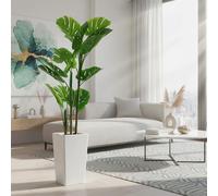 GarveeLife - Planta Artificial de Dracaena de 137/147 cm, yuca Falsa en Maceta Grande Blanca, Planta de Interior/Exterior para el hogar y la Oficina