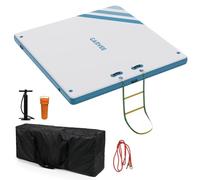 GarveeLife Plataforma Flotante Inflable para Deportes acuáticos - Superficie Antideslizante, Resistente y portátil - Incluye Escalera y Bomba - Ideal para Lago y Piscina - Tamaño: 2.4x1.8m