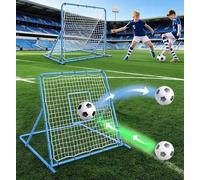 GarveeLife Red de Rebote de fútbol de 120 x 120 cm/215 x 150 cm, con función de Puerta, 3 ángulos Ajustables para Entrenamiento de Tiro y zancada, para jóvenes y Adultos