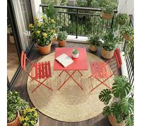 GarveeLife Set de bistró de 3 Piezas Plegable para Exterior - Mesa Cuadrada y 2 sillas de Metal - Resistente a la Intemperie - Fácil de Guardar - Ideal para balcón, jardín, Patio o terraza - Rojo