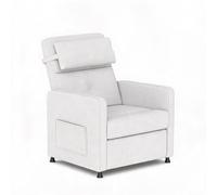 GarveeLife Sillón Reclinable Eléctrico con Masaje De 4 Puntos y Calor Lumbar, Respaldo Ajustable 105°-165°, Motor Silencioso, Bolsillo Lateral, Tejido Efecto Lino para Salón, Blanco