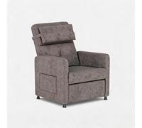 GarveeLife Sillón Reclinable Eléctrico con Masaje De 4 Puntos y Calor Lumbar, Respaldo Ajustable 105°-165°, Motor Silencioso, Bolsillo Lateral, Tejido Efecto Lino para Salón, Marrón