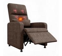 GarveeLife - Sillón Relax eléctrico - Masaje y Calefacción - Respaldo y Reposapiés Ajustables - Acolchado Grueso Tela - Salón, Dormitorio, Oficina - Marrón EU Standard JJ10-5 Brown