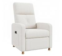 GarveeLife Sillon Relax Reclinable - con Masaje Eléctrico y Calor Lumbar - Sillón Reclinable Eléctrico para Salone y Recepciones-Soporte Lumbar, Bolsillos Laterales y Puerto USB - Tela De Lino,Blanco