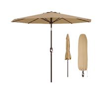 GarveeLife Sombrilla de 270 cm con manivela e inclinación, protección UV50+ resistente al agua, sombrilla de jardín resistente con 8 costillas para jardín, terraza, balcón y piscina, caqui