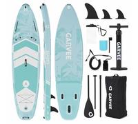 GarveeLife Tabla de remo inflable de 335 x 86 x 15 cm para adultos, juego completo de accesorios con pala, mochila, bomba, superficie de EVA antideslizante, funda para teléfono, para todos los niveles