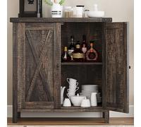 GarveeMore Aparador de Madera Maciza para Comedor - Armario de Almacenamiento de Dos Niveles con Puerta - Tablero Superior de 3 cm de Grosor - para Comedor, Salón y Recibidor - 76×40×80 cm - Roble