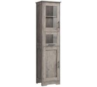GarveeMore Armario Baño Alto Estrecho, Mueble de Baño con Puertas y Estante Ajustable, para Baño, Lavandería y Espacios Pequeños, Gris, 40×31×170 cm