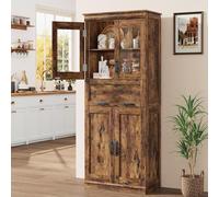 GarveeMore Armario de Baño Estilo Clásico Antiguo, Premium Ancho, Gran Almacenamiento, Ideal para Cocina, Baño y Salón. Estructura de Madera Maciza. 60 × 30 × 170 cm, Color Vintage