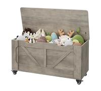 GarveeMore Banco Almacenaje Madera, Estilo Moderno Rústico, Mueble Multiusos para Cocina, Salón, Oficina y Comedor, Gris, 100×40×53 cm