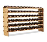 GarveeMore Botellero de bambú estable apilable, estante modular para vino sin herramientas, ahorra espacio, ampliable para botellas de burdeos/burdeos