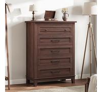 GarveeMore Cajonera de 5 Cajones con Manijas, Estilo Moderno, para Dormitorio, Salón y Oficina, Color Marrón, 80×40×105 cm