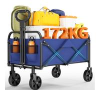 GarveeMore Carro de Camping Plegable, 172 kg de Carga Máxima, Tela Oxford 600D y Marco de Tubo Cuadrado Resistente, 76×51×91 cm, para Acampada al Aire Libre, Jardín y Compras Azul