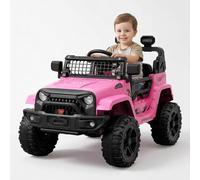 GarveeMore Coche eléctrico Infantil 12V con Control Remoto - Suspensión de Resorte - Luces LED - inalámbrico - 2 velocidades - para niños 3-8 años - Estilo Elegante - Color Rosa