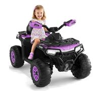 GarveeMore Coche Eléctrico Infantil 12V, Quad Eléctrico para Niños, 2 Motores, Mando Parental, Suspensión, Faros LED, Música, Bluetooth, USB, Bandera Luminosa, A Partir de 3 Años, 95×56×55 cm Morado