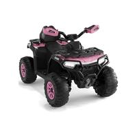 GarveeMore Coche Eléctrico Infantil 12V, Quad Eléctrico para Niños, 2 Motores, Mando Parental, Suspensión, Faros LED, Música, Bluetooth, USB, Bandera Luminosa, A Partir de 3 Años, 95×56×55 cm Rosa